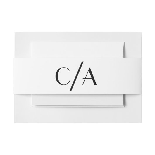 Art Deco Chic Zwart Wit Monogram Huwelijk Uitnodigingen Wikkel (Voorkant Voorbeeld)