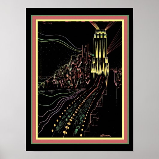 Art Deco Chicago Poster 12 x 16 (Voorkant)