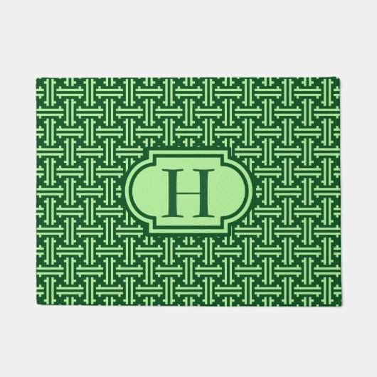 Art Deco Chinese Fret, Dark Jade Green Deurmat (Voorkant)