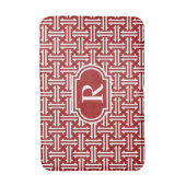 Art Deco Chinese Fret, Donkerrood en wit Badmat (Voorkant Verticaal)