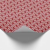 Art Deco Chinese Fret, Donkerrood en wit Cadeaupapier (Hoek)