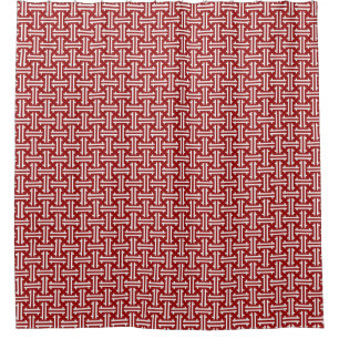 Art Deco Chinese Fret, Donkerrood en wit Douchegordijn