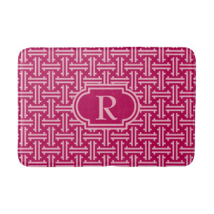 Art Deco Chinese Fret, Fuchsia Pink Badmat