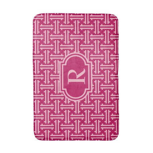 Art Deco Chinese Fret, Fuchsia Pink Badmat (Voorkant Verticaal)