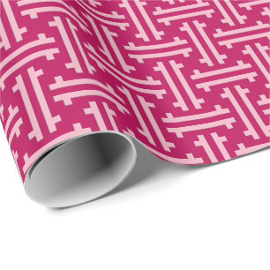 Art Deco Chinese Fret, Fuchsia Pink Cadeaupapier