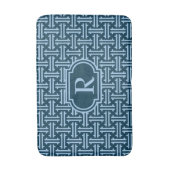 Art Deco Chinese Fret, Indigo en Sky Blue Badmat (Voorkant Verticaal)