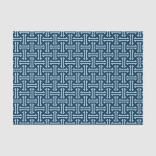 Art Deco Chinese Fret, Indigo en Sky Blue Tissuepapier