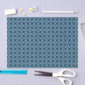 Art Deco Chinese Fret, Indigo en Sky Blue Tissuepapier (Craft)