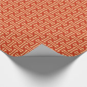 Art Deco Chinese Fret, Mandarijns Oranje Cadeaupapier (Hoek)