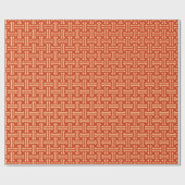 Art Deco Chinese Fret, Mandarijns Oranje Cadeaupapier (Vlak)