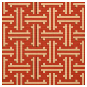 Art Deco Chinese Fret, Mandarijns Oranje Stof