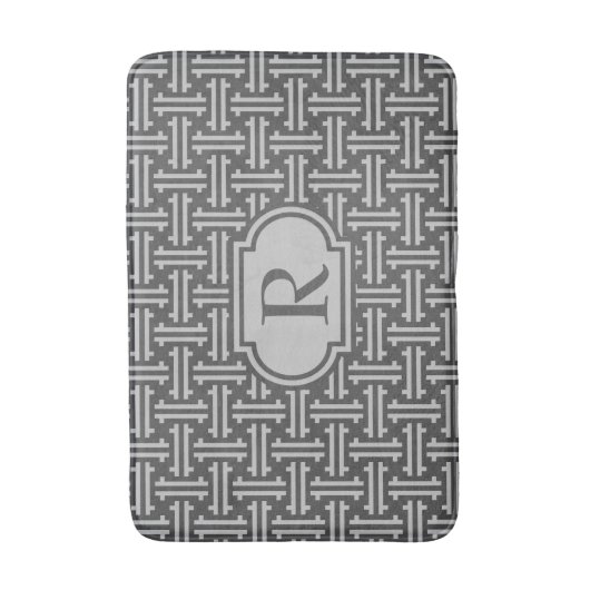 Art Deco Chinese Fret, Silver en Graphite Grey Badmat (Voorkant Verticaal)