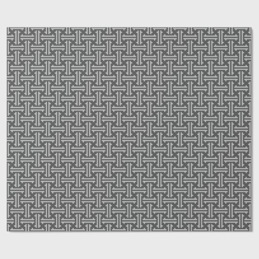 Art Deco Chinese Fret, Silver en Graphite Grey Cadeaupapier (Vlak)