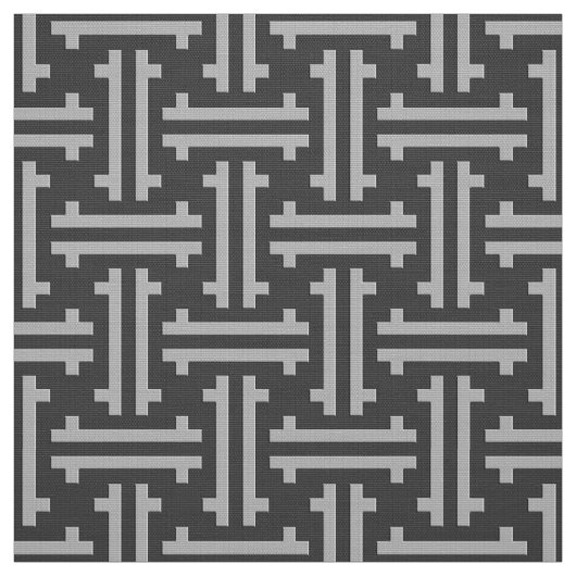 Art Deco Chinese Fret, Silver en Graphite Grey Stof (Swatch)