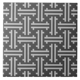 Art Deco Chinese Fret, Silver en Graphite Grey Tegeltje