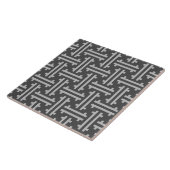 Art Deco Chinese Fret, Silver en Graphite Grey Tegeltje (Zijkant)