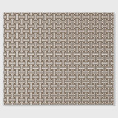 Art Deco Chinese Fret, Taupe Tan en White Cadeaupapier (Vlak)