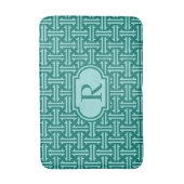 Art Deco Chinese Fret, Turquoise en Aqua Badmat (Voorkant Verticaal)