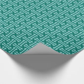 Art Deco Chinese Fret, Turquoise en Aqua Cadeaupapier (Hoek)