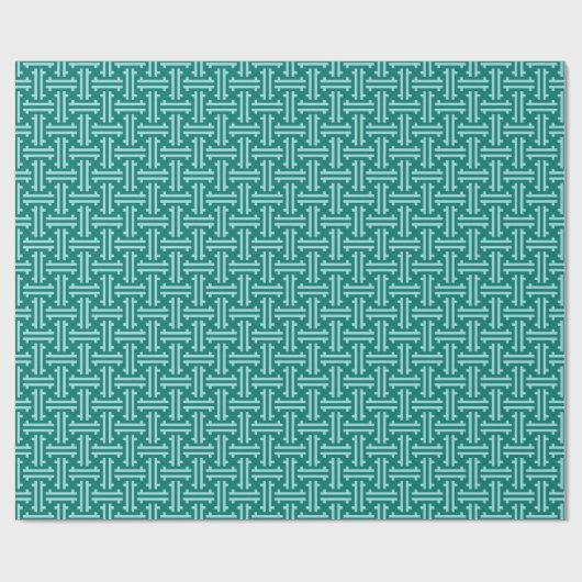 Art Deco Chinese Fret, Turquoise en Aqua Cadeaupapier (Vlak)