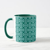 Art Deco Chinese Fret, Turquoise en Aqua Mok (Links)
