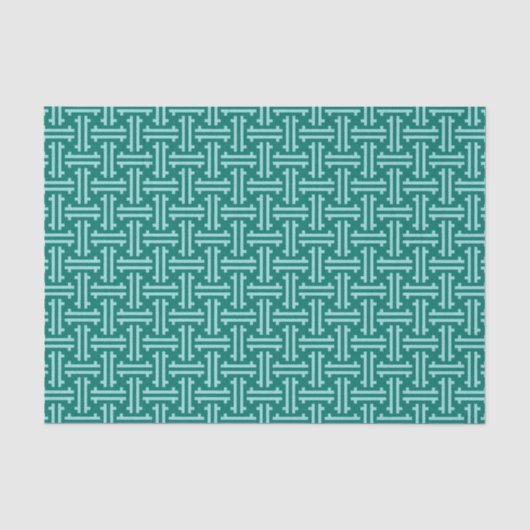 Art Deco Chinese Fret, Turquoise en Aqua Tissuepapier (Voorkant)