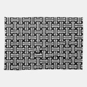 Art Deco Chinese Fret, Zwart-wit Theedoek (Horizontaal)