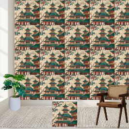 Art Deco Chinoiserie Pagoda Patroon Tegel Tegeltje