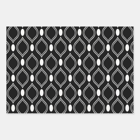 Art Deco Chique Parels Zwart Bourgondië Inpakpapier Vel (Voorkant)