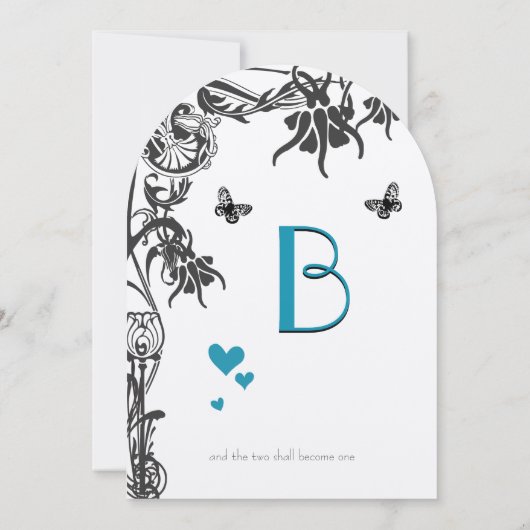 Art Deco Christelijke Floral Wedding Kaart (Achterkant)