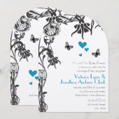 Art Deco Christelijke Floral Wedding Kaart (Voorkant / Achterkant)
