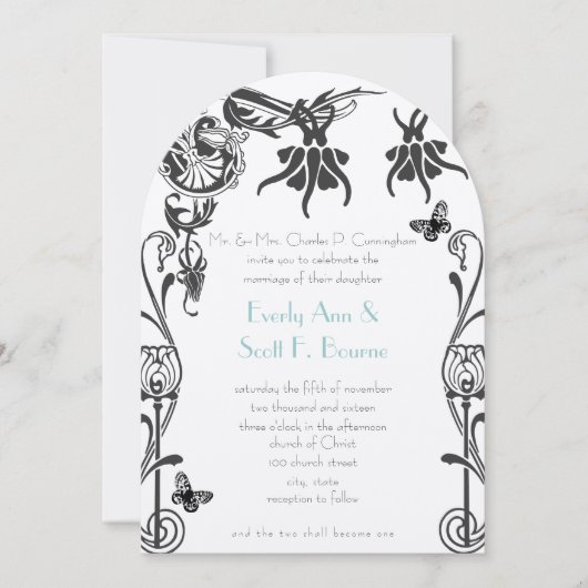 Art Deco Christelijke uitnodiging voor weddenschap (Voorkant)