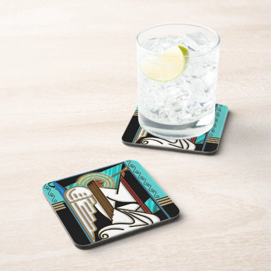 Art Deco Christmas Angel (Ceramic Tile) Bier Onderzetter (Rechterzijde)