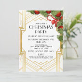 Art Deco Christmas Nodig Gatsby 1920's Party Gold  Kaart (Staand voorkant)