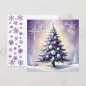Art Deco Christmas Paarse en Silver Haze Feestdagenkaart (Voorkant / Achterkant)