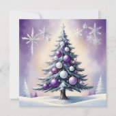 Art Deco Christmas Paarse en Silver Haze Feestdagenkaart (Voorkant)