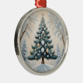 Art Deco Christmas Pine Tree Goud Witte Ornamenten (Rechts)