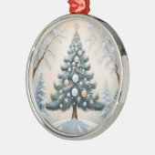 Art Deco Christmas Pine Tree Goud Witte Ornamenten (Links)