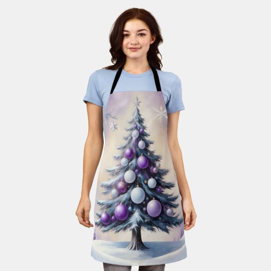 Art Deco Christmas Purple and Silver Haze  Schort (Gedragen)