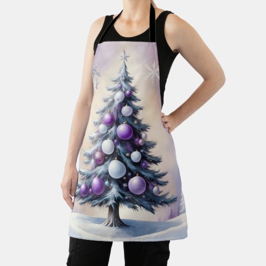 Art Deco Christmas Purple and Silver Haze  Schort (Insitu)