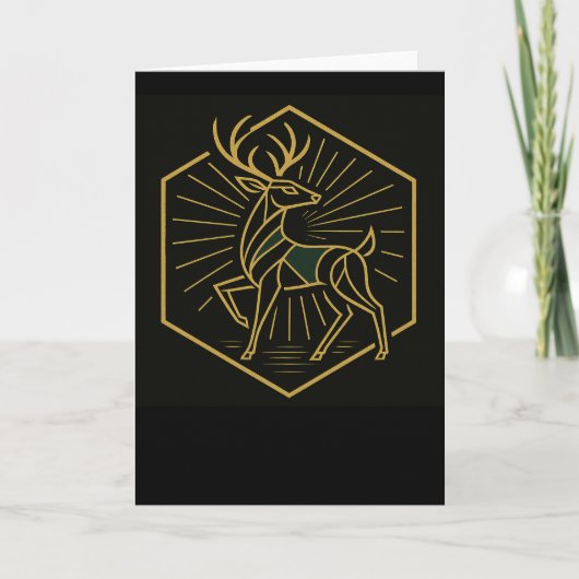 Art Deco Christmas Reindeer Greeting Card Feestdagen Kaart (Voorkant)