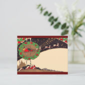 Art Deco Christmas Santa Briefkaart (Staand voorkant)