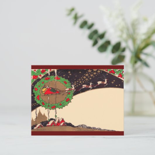 Art Deco Christmas Santa Briefkaart (Staand voorkant)