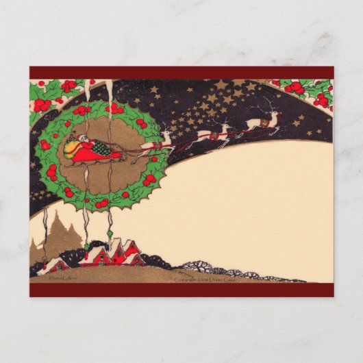 Art Deco Christmas Santa Briefkaart (Voorkant)