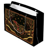 Art Deco Christmas Sleigh Gift Bag Groot Cadeauzakje (Achterkant Gekanteld)