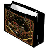 Art Deco Christmas Sleigh Gift Bag Groot Cadeauzakje (Voorkant Gekanteld)