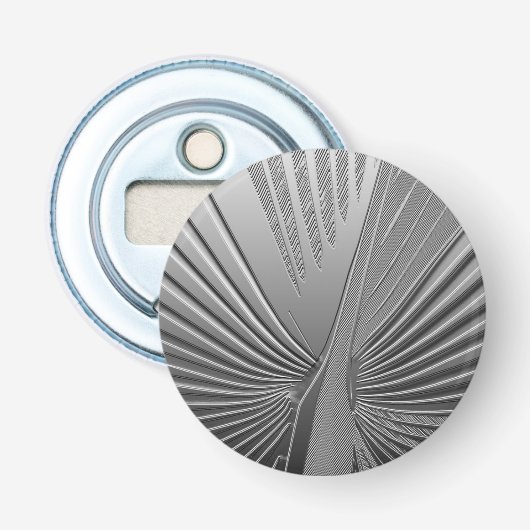 Art Deco chrome palmblad Button Flesopener (Voorkant)