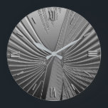 Art Deco chrome palmblad Grote Klok<br><div class="desc">Kunst Deco-thematroon gebaseerd op een gestileerd palmblad,  dat in een driedaags effect in zilverchroomkleur wordt gerenderd</div>