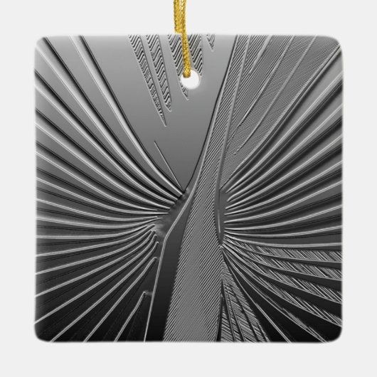Art Deco chrome palmblad Keramisch Ornament (Voorkant)