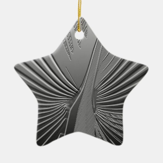 Art Deco chrome palmblad Keramisch Ornament (Voorkant)